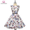 Grace Karin Womens Cocktail Dresses Summer style Floral Print Retro Vintage 50s Casual Party Rockabilly Dress Vestidos Femininos
