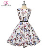 Grace Karin Womens Cocktail Dresses Summer style Floral Print Retro Vintage 50s Casual Party Rockabilly Dress Vestidos Femininos