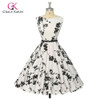 Grace Karin Womens Cocktail Dresses Summer style Floral Print Retro Vintage 50s Casual Party Rockabilly Dress Vestidos Femininos