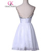 Grace Karin White Blue Sexy Backless Short Cocktail Dresses Beading Sequin School Party Gown robe de cocktail Sexy CL7507