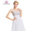 Grace Karin White Blue Sexy Backless Short Cocktail Dresses Beading Sequin School Party Gown robe de cocktail Sexy CL7507