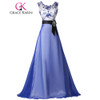 Grace Karin Sleeveless Blue Long Evening Dresses 2017 Abendkleider Sexy Lace Sequins Beading Party Evening Gown for Dinner Night Grace Karin Sleeveless Blue Long Evening Dresses 2017 Abendkleider Sexy Lace Sequins Beading Party Evening Gown for Dinner Night
