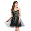 Grace Karin Short Prom Dress 2017 Sexy Black White Peacock Prom Gowns Tulle Robe De Cocktail Special Occasion Dress Ball Gown