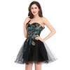 Grace Karin Short Prom Dress 2017 Sexy Black White Peacock Prom Gowns Tulle Robe De Cocktail Special Occasion Dress Ball Gown