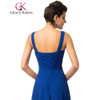 Grace Karin Royal Blue Evening Dresses Deep V Neck Chiffon Sequin Elegant Long Evening Gowns Formal Party Dresses Robe De Soiree