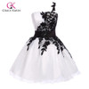 Grace Karin One shoulder puffy Lace Short Prom Dresses 2017 White Black Blue Yellow Organza sexy Evening prom Gowns 4288 Grace Karin One shoulder puffy Lace Short Prom Dresses 2017 White Black Blue Yellow Organza sexy Evening prom Gowns 4288