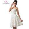Grace Karin Lace Evening Dress Ivory Party Gown Sweetheart Dinner abendkleider Strapless Short Evening Dress 2017 Robe De Soiree Grace Karin Lace Evening Dress Ivory Party Gown Sweetheart Dinner abendkleider Strapless Short Evening Dress 2017 Robe De Soiree