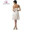 Grace Karin Lace Evening Dress Ivory Party Gown Sweetheart Dinner abendkleider Strapless Short Evening Dress 2017 Robe De Soiree Grace Karin Lace Evening Dress Ivory Party Gown Sweetheart Dinner abendkleider Strapless Short Evening Dress 2017 Robe De Soiree