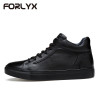 FORLYX Big Size 47 Genuine Leather Men Snow Boots Waterproof Men Ankle Boots Fashion Men Shoes Winter Men Boots With Fur Warm