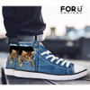 FORUDESIGNS 2017 Hot Women's High Top Vulcanize Shoes Cute 3D Animal Cat Denim Printed Classic Woman Casual Lace-up Canvas Shoes
