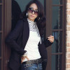 Formal Elegant Office Lady Women Black White Striped Blouses Bow Bowknot Long Sleeve Shirt Tops Blouse Tops S M L