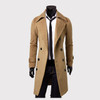 ForeMode 2017 Trench Coat Men Solid Color Long Trench Coat Mens Trench Coat Slim Fit Trench Double Breasted Overcoat 3 Colors