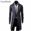 ForeMode 2017 Trench Coat Men Solid Color Long Trench Coat Mens Trench Coat Slim Fit Trench Double Breasted Overcoat 3 Colors