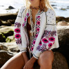 2016 Spring Boho Outfit jacket Women coat jacket chaquetas Embroider badge Lantern Sleeve outwear jaqueta feminina casaca mujer