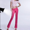 2016 Slim Women Jeans Casual Mid Waist Elastic Candy 10Color Denim Flare Pants Trousers Woman Bell Bottom Trouser