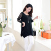 2016 Shirt Women For Work and Casual Women Blouses O-neck Plus Size 5XL Blusas Patch Lace Blouse Long Sleeve Female Shirts D5002