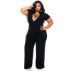 2016 Sexy Women Deep V neck Jumpsuit Romper Playsuit Party Clubwear Big Plus Size Oversize XXXL Black and Blue American