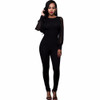 2016 Sexy New Arrivals Rompers Fashion Casual Wear  Fashion Sexy women jumpsuit Lantern Sleeve Cuffs Long Mesh Sleeves Jumpsuit
