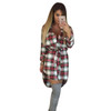 2016 Russia Autumn Winter Women Long Sleeve Blouses Shirts Fashion Plaid Sashes Turn-down Collar Cute Women Shirt Blouses Bluas