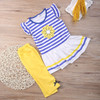 2016 New Girls Clothing Sets Baby Kids Clothes Children Clothing 2 PCS Set Short Sleeve Striped T Shirt + Pants Girls Clothes