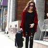 2016 New Fashion Women Sweater Casual Loose Shawl Batwing Sleeves cardigan Lady Knit Sweater Coat Woolen Women Cardigans Jacket
