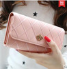 2016 new fashion women wallets Lingge metal crown lady long wallet high quality clutch purse for women freeshipping