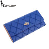 2016 new fashion women wallets Lingge metal crown lady long wallet high quality clutch purse for women freeshipping