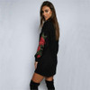 CANIS Floral Embroidery shirt Women Kawaii Pattern Long Sleeve Design Cotton Shirt Women Black Tees Plus