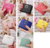 Candy Color Bow Design Women Leather Wallet Short Slim Mini Money bag Wallet Coin Card Purses Holders Clip Female