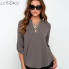 2017 Big Yard Tops Women V-neck Chiffon Blouses 3/4 Sleeve Female Shirt Fashion Large Size Plus Size Feminina Camisas Blusas