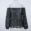 2016 Black Sexy Club Off Shoulder Hollow Out Women Blouses Summer Beach Style Long Sleeve Party Girls Blusas Shirts Tops