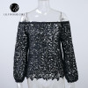 2016 Black Sexy Club Off Shoulder Hollow Out Women Blouses Summer Beach Style Long Sleeve Party Girls Blusas Shirts Tops