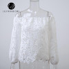 2016 Black Sexy Club Off Shoulder Hollow Out Women Blouses Summer Beach Style Long Sleeve Party Girls Blusas Shirts Tops