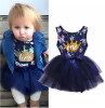 Elegant Girl Dress Girls 2017 Summer Fashion One Printed Lace Big Bow Party Tulle Flower Princess Wedding Dresse Baby Girl dress