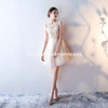 Elegant Champagne Short Prom Dresses 2017 New O-Neck Lace Appliques Party cocktail dresses Tulle A-Line Prom Dress abiye elbise