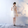 Elegant Champagne Short Prom Dresses 2017 New O-Neck Lace Appliques Party cocktail dresses Tulle A-Line Prom Dress abiye elbise
