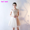 Elegant Champagne Short Prom Dresses 2017 New O-Neck Lace Appliques Party cocktail dresses Tulle A-Line Prom Dress abiye elbise