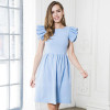 Elegant Butterfly Sleeve A-Line Dress 2018 Summer Solid Women's Fashion Ruffles O-Neck Slim Causul Dress Party Mini Dresses