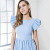 Elegant Butterfly Sleeve A-Line Dress 2018 Summer Solid Women's Fashion Ruffles O-Neck Slim Causul Dress Party Mini Dresses