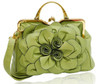 Elegant Big Flower Leather Handbag