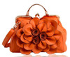 Elegant Big Flower Leather Handbag
