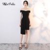 Elegant Black Cocktail Dress Sexy Boat Neck Off the Shoulder Short Party Dresses Little Black Cocktail Dresses