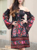 Elegant Black Bohemia Floral Strapless Midi Dress