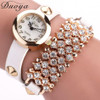 DUOYA Fashion Casual Women Bracelet Watches Vogue Bow Crystal PU Leather Analog Quartz Wrist Watch Relogio Feminino