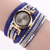 Duoya Brand Fashion Women Bracelet Watch Leather Luxury Women Crystal Wrist Watch Quartz Watch Gold  Rhinestone Wristwatch