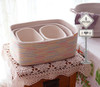 DUNXDECO Europ Colorful Rainbow Wave Cotton Thread Rectangle Home Office Storage Basket Multifunction Table Organise Laundry Box