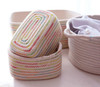 DUNXDECO Europ Colorful Rainbow Wave Cotton Thread Rectangle Home Office Storage Basket Multifunction Table Organise Laundry Box