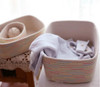 DUNXDECO Europ Colorful Rainbow Wave Cotton Thread Rectangle Home Office Storage Basket Multifunction Table Organise Laundry Box