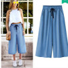 2016 women's loose wide leg pants fashion ankle length trousers Blended Pleated Pockets Elastic Waist Pants Plus Size 5XL femme