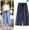2016 women's loose wide leg pants fashion ankle length trousers Blended Pleated Pockets Elastic Waist Pants Plus Size 5XL femme